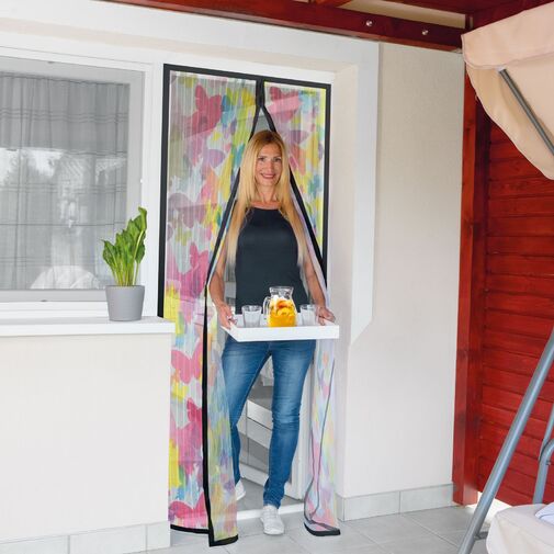 11398K • Szúnyogháló függöny ajtóra - mágneses - 100 x 210 cm - színes pillangós