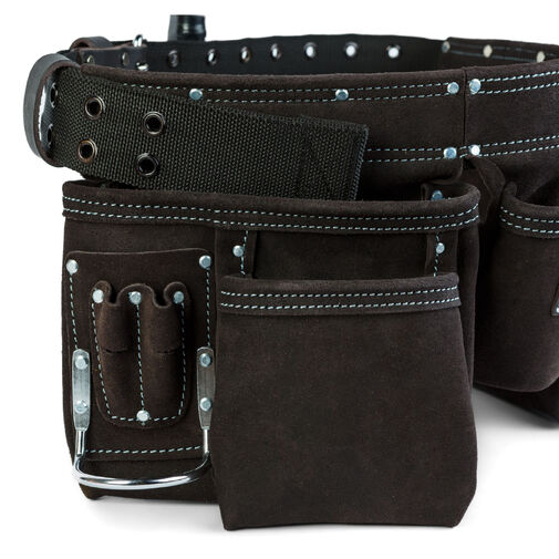 10260B • Professzionális bőr szerszámtartó öv - 7 zseb, 1 kalapácstartó, 4 ceruzatartó