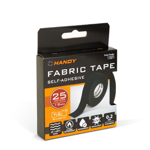11071 • Öntapadós textil szalag - kábelkorbácsokhoz - 25 m x 19 x 0,2 mm - fekete