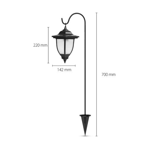 11236 • LED-es szolár kandeláber - felakasztható - fekete - melegfehér