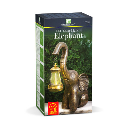 11267 • LED-es szolár lámpa - elefánt - melegfehér - műanyag - 30,5 x 12 x 24 cm