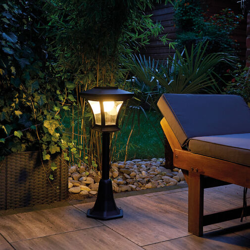 11404 • LED-es szolár lámpa - kandeláber - 120 cm - 10 LED - fekete - melegfehér