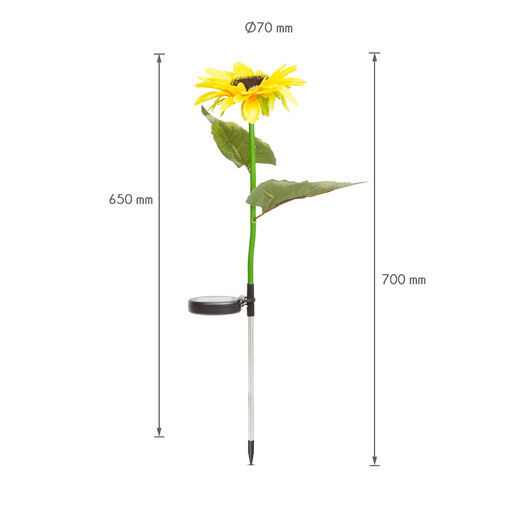 11722 • Leszúrható szolár virág - melegfehér - 70 cm - 2 db / csomag