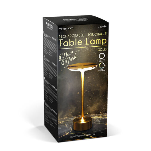 12502A • Asztali lámpa - arany színű fém - állítható színhőm, fényerő - akkumulátoros - USB