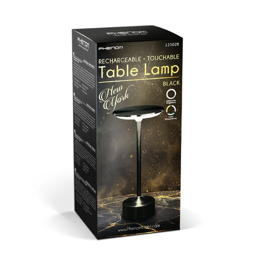 12502B • Asztali lámpa - fekete színű fém - állítható színhőm, fényerő - akkumulátoros - USB