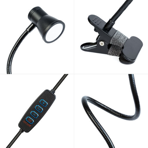 20258 • Flexibilis asztali lámpa - csipeszes - USB - állítható fényerő és színhőmérséklet - LED - fém