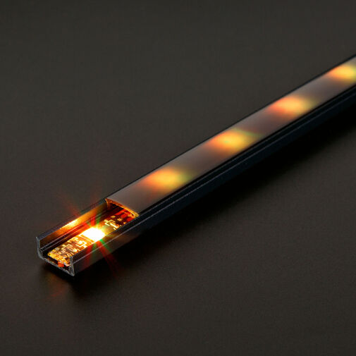 41010A2-BK • LED aluminium profil sín - 2000 x 17 x 8 mm - U profil - fekete