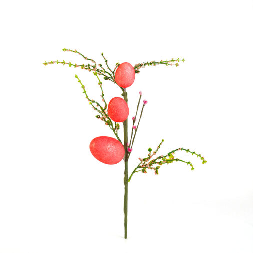 57965C • Húsvéti tojásfa ág - csillámos - piros - 40 x 16 cm