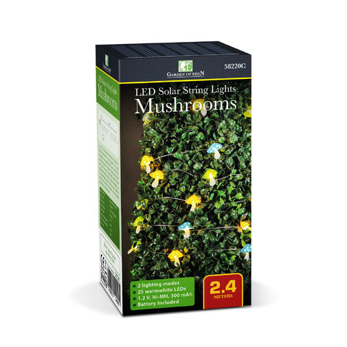 58220C • Szolár LED fényfüzér - gomba - 2,4 m - 25 LED - melegfehér