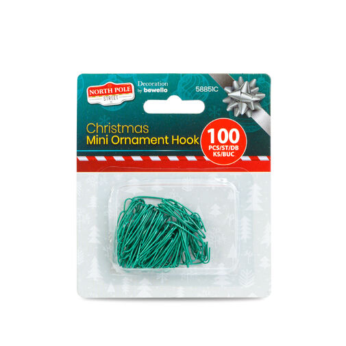 58851C • Mini karácsonyfadísz akasztó – zöld – 100 db / csomag