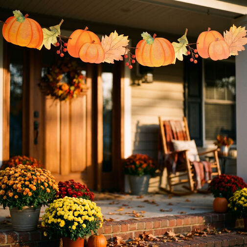 59047A • Papír girland - falevél és tök - 152 x 11,6 cm
