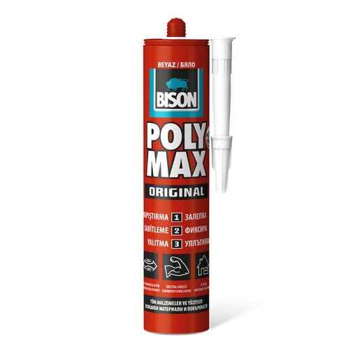 B23440 • BISON Poly Max original fehér tömítő, SM polymer ragasztó, 465g